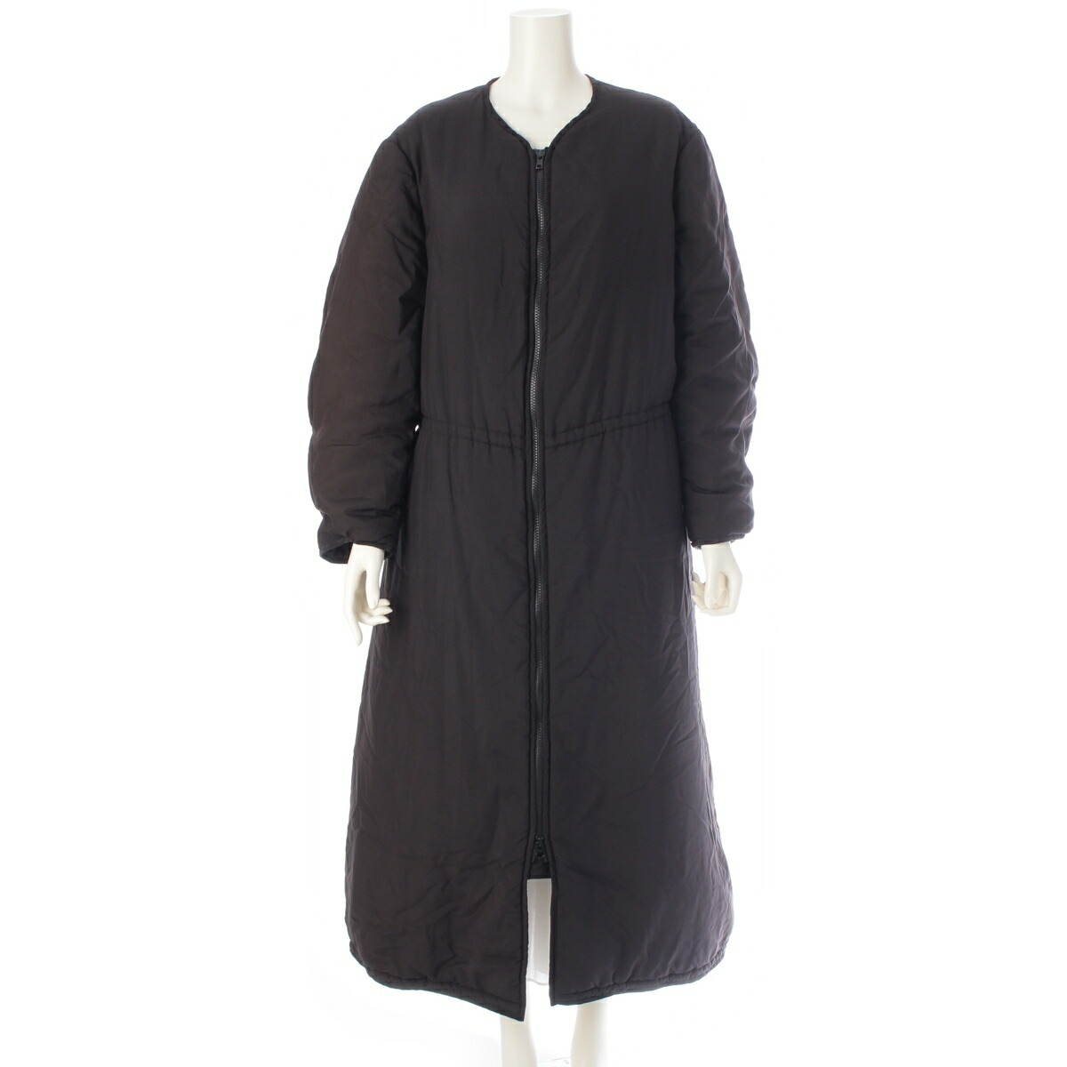 ヨウジヤマモト Yohji Yamamoto 02AW シルク 羽 プリント 中綿 ロング コート アウター FM-D24-429 ブラック 2【中古】【正規品保証】