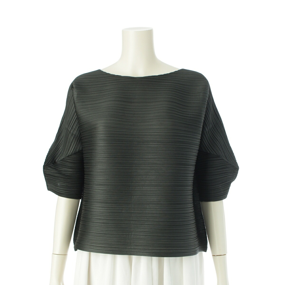 プリーツプリーズ イッセイミヤケ PLEATS PLEASE ISSEY 24SS CHILI PEPPERS 変形 バウンスプリーツ 横プリーツ ジグザグ トップス PP41JK461 グリーン 3【中古】【正規品保証】