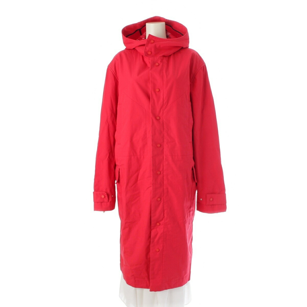 ヴェルサーチェ・ジーンズ Versace Jeans 90s～00s クチュール フーデッド ロング モッズコート アウター レッド L【中古】【正規品保証】