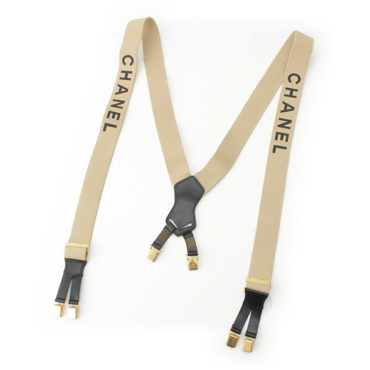 楽天市場】CHANEL シャネル サスペンダー ブラック 黒 ゴールド