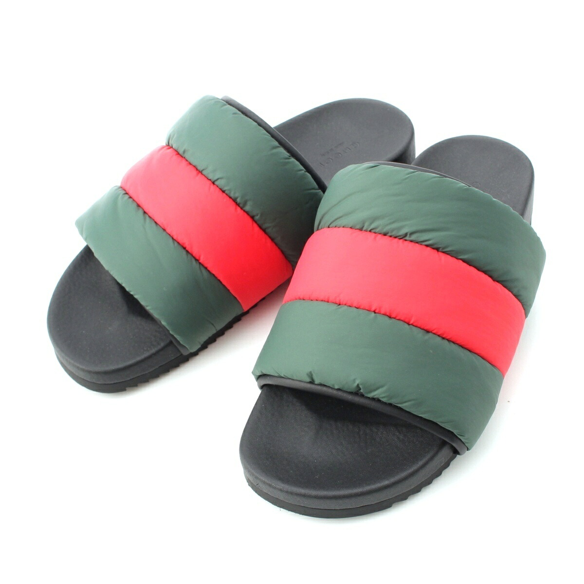 グッチ GUCCI ナイロン シェリーライン パテッド サンダル グリーン レッド 40【中古】【正規品保証】