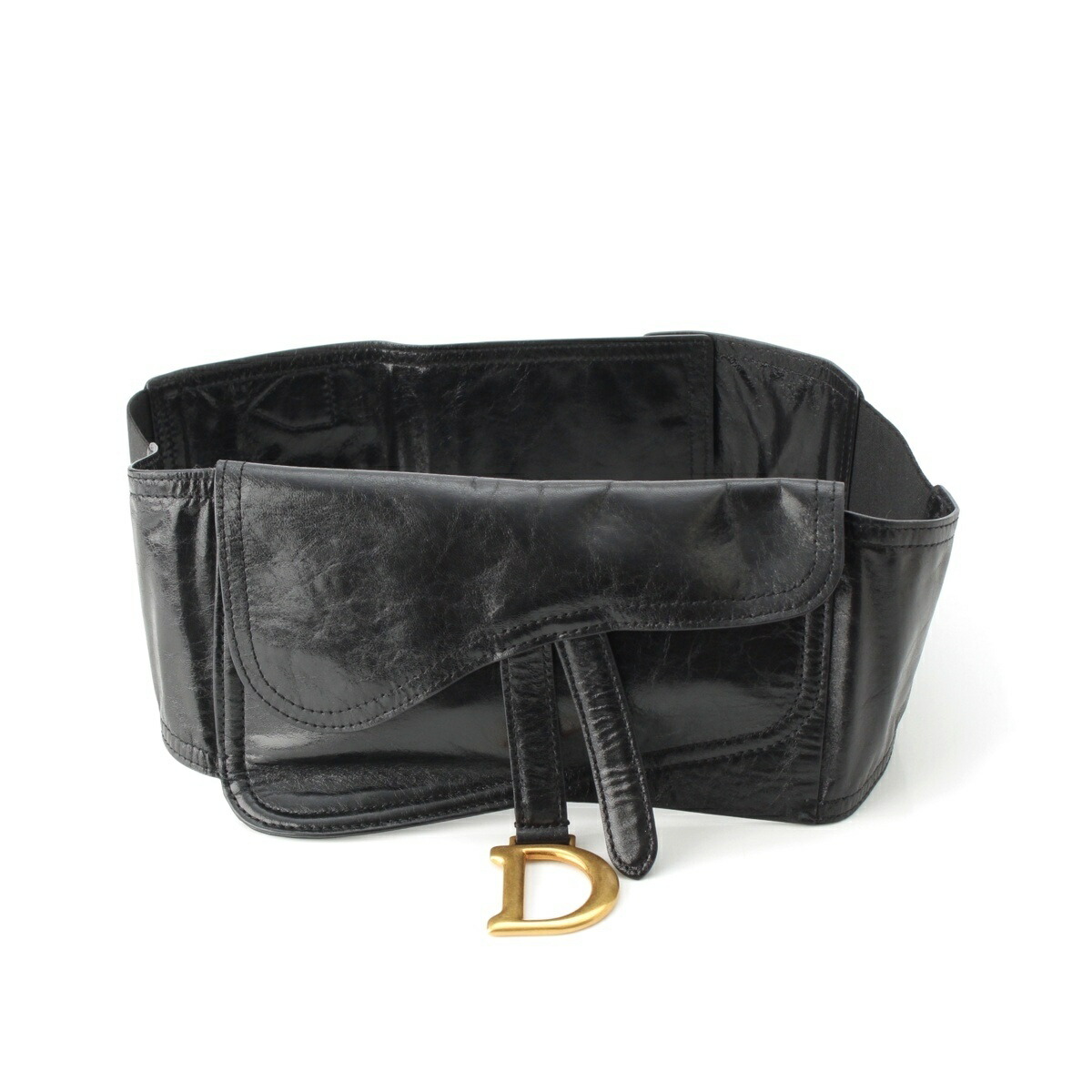 クリスチャンディオール Christian Dior レザー サドル ベルト ボディバッグ ブラック【中古】【正規品保証】