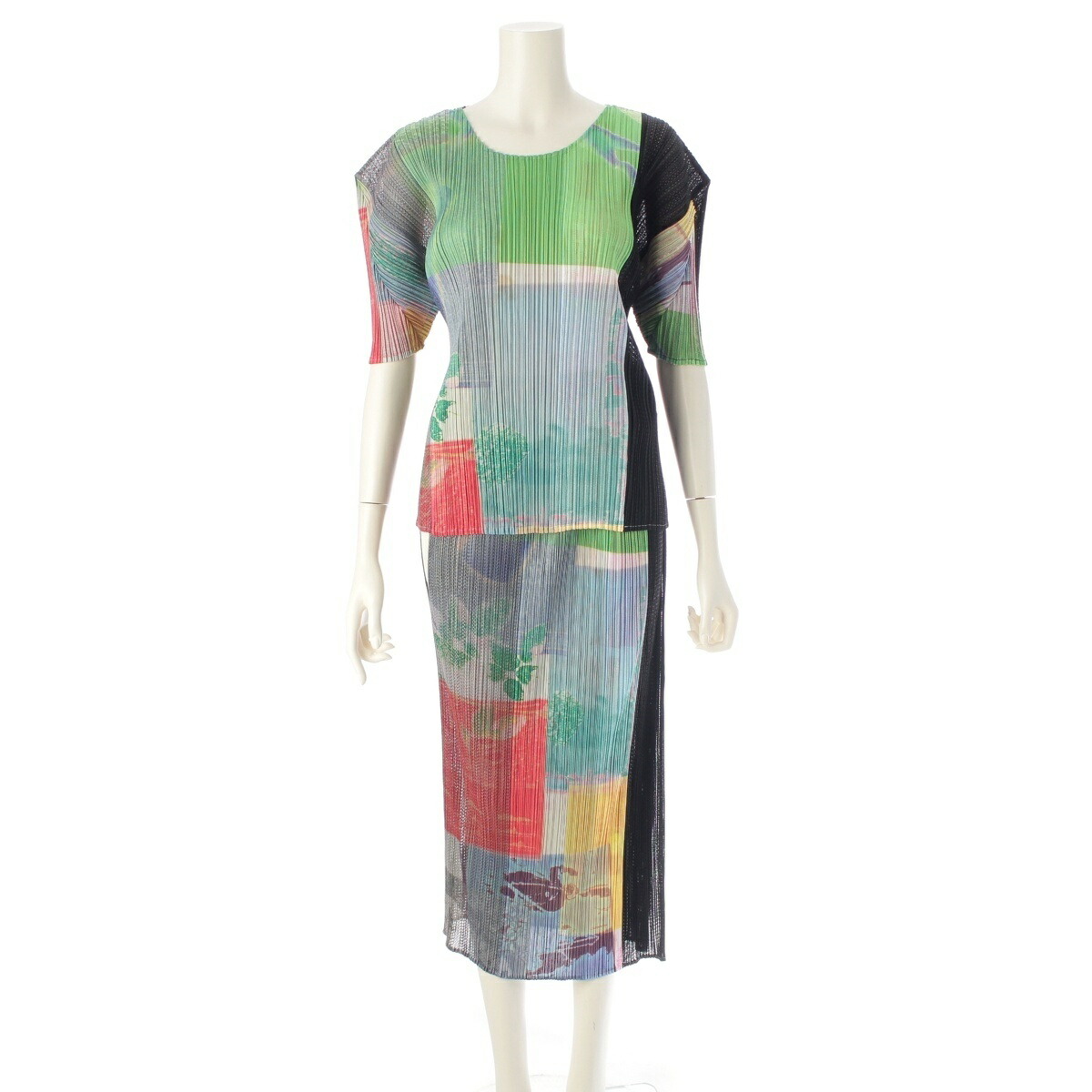 プリーツプリーズ　イッセイミヤケ スカート　希少柄　セットアップ 美品 希少アイテム 1997年 プリーツプリーズ イッセイミヤケ デジタル