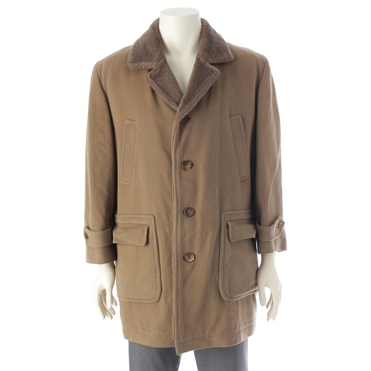 バーバリー BURBERRY ウール ボアライニング コート アウター WV490 グレージュ S【中古】【正規品保証】