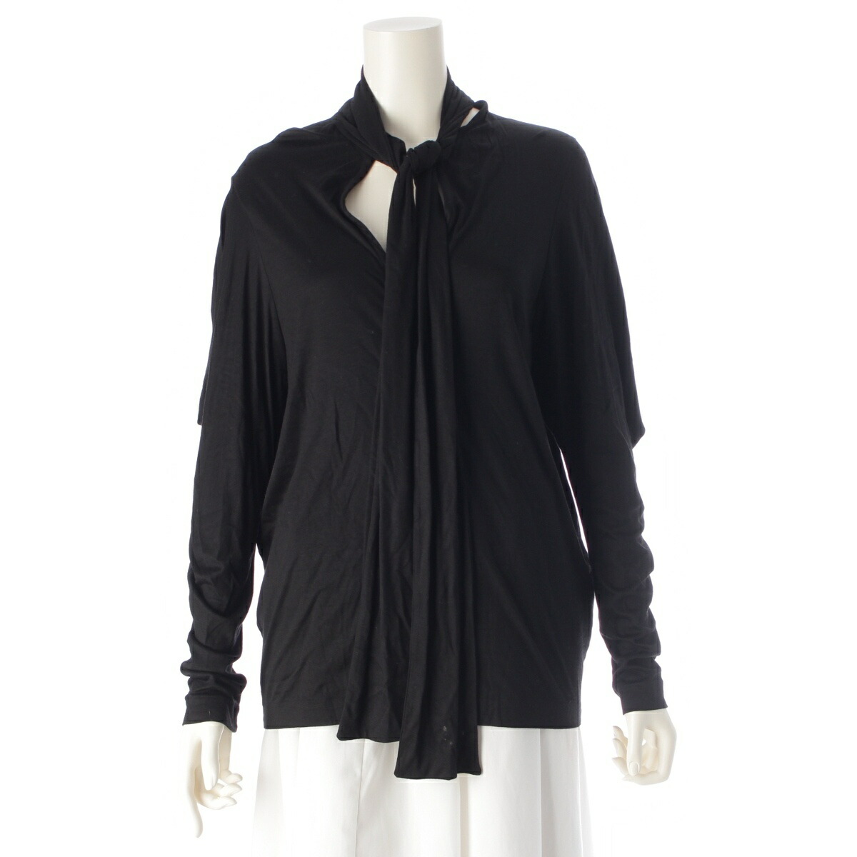ジルサンダー JIL SANDER 09SS シルク混 ラフシモンズ期 変型 ロング 長袖Ｔシャツ トップス ブラック 36【中古】【正規品保証】 10,395円