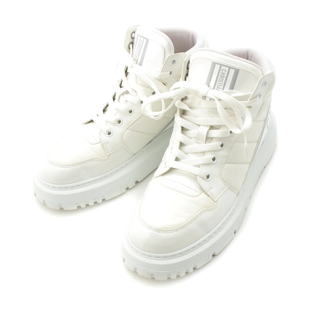 ディオール Christian Dior 21年 ご機嫌撥ねのける スニーカー シューズ D-PLAYER KCK315NYF 白いこと 38【中古】【定め事品引きうける】