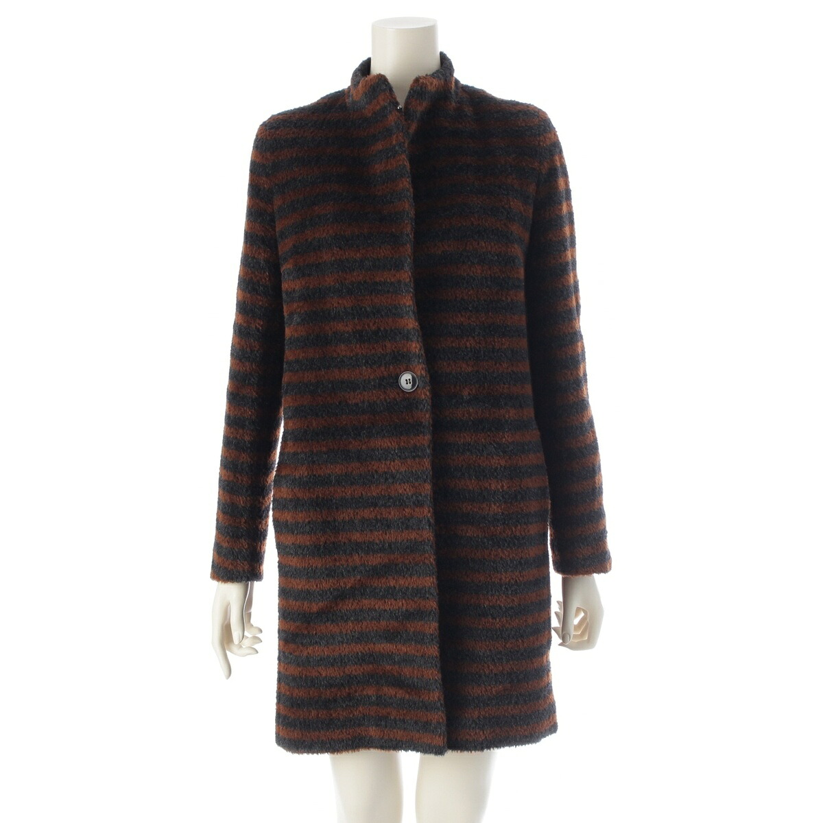 マックスマーラ MAX MARA アルパカ 羊毛 間借り人柄 ロング 厚地の外套 アウター 10860433000 赤銅色×黒いこと 36【中古】【置き目品引き受ける】