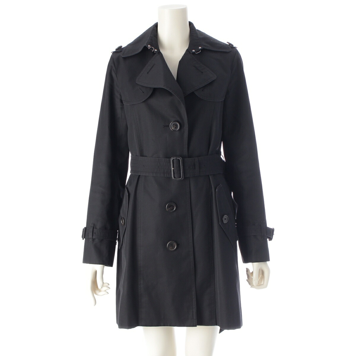 バーバリー ロンドン Burberry London コットン トレンチコート アウター FRA59-110-09 ブラック 38【中古】【正規品保証】