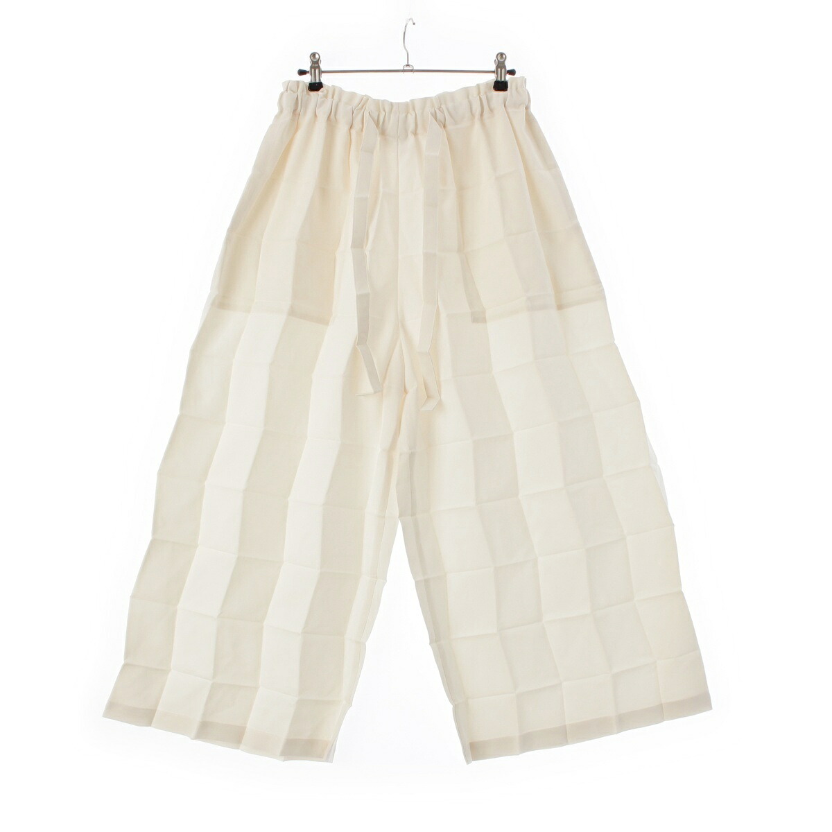 ミー イッセイミヤケ me ISSEY MIYAKE 25SS DICE PLEATS BOTTOM ワイド パンツ ボトムス MI51FF912 ホワイト ‐【中古】【正規品保証】