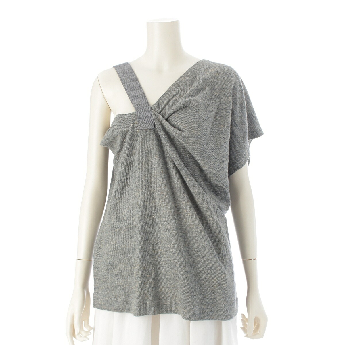イッセイミヤケ ISSEY MIYAKE 80s リネン 筆タグ アーカイブ ワンショルダー MDSタグ トップス 変形 グレー【中古】【正規品保証】