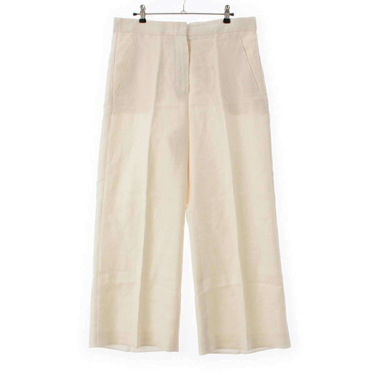 マックスマーラ MAX MARA 24年 HANGAR リネン パンツ ボトムス 111311026 ホワイト 44【中古】【正規品保証】