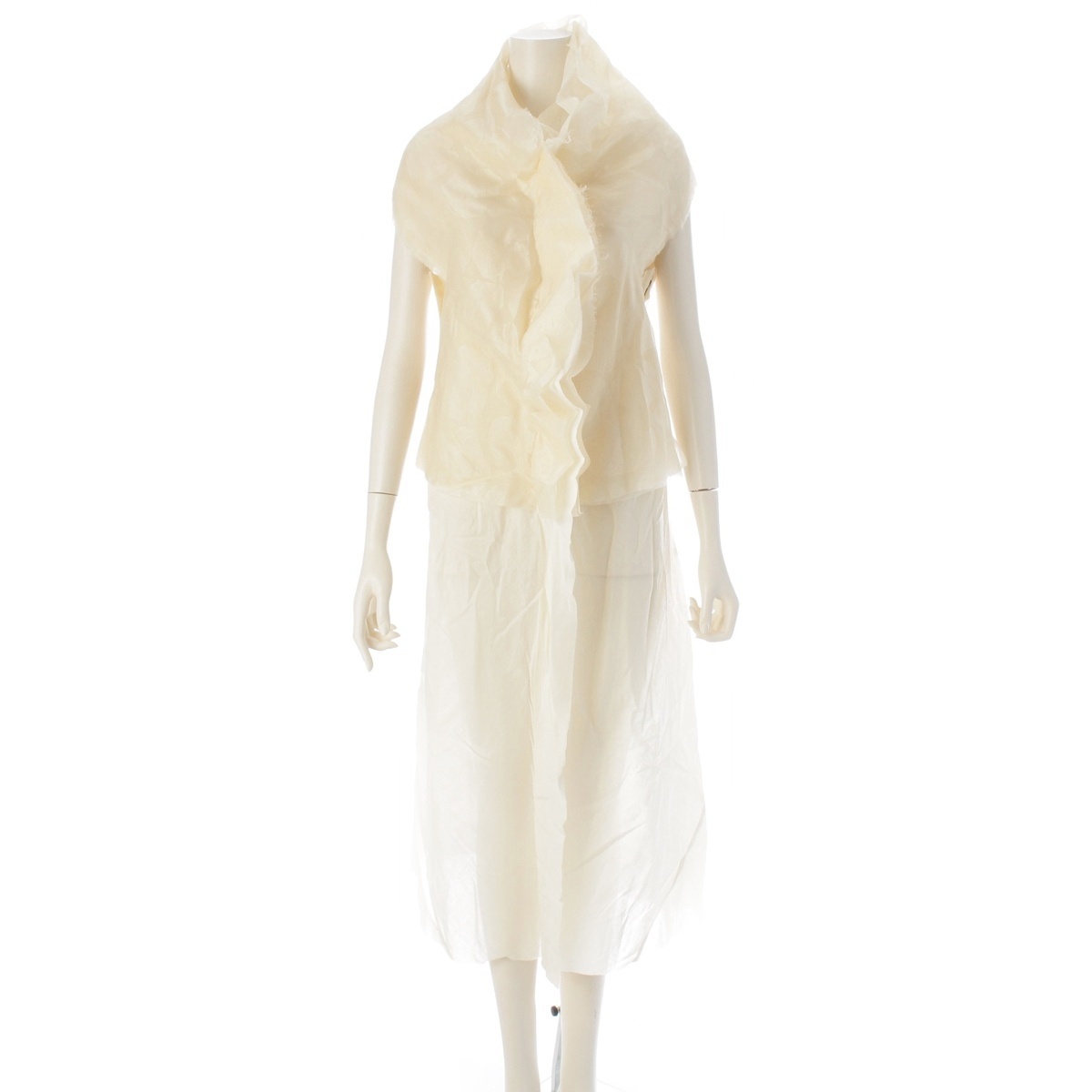 コムデギャルソン COMME des GARCONS AD1997 98SS シルク Clustering Beauty クラスタリングビューティー シアー 総柄 変型 ドレス ワンピース GO-10017S アイボリー系 S【中古】【正規品保証】