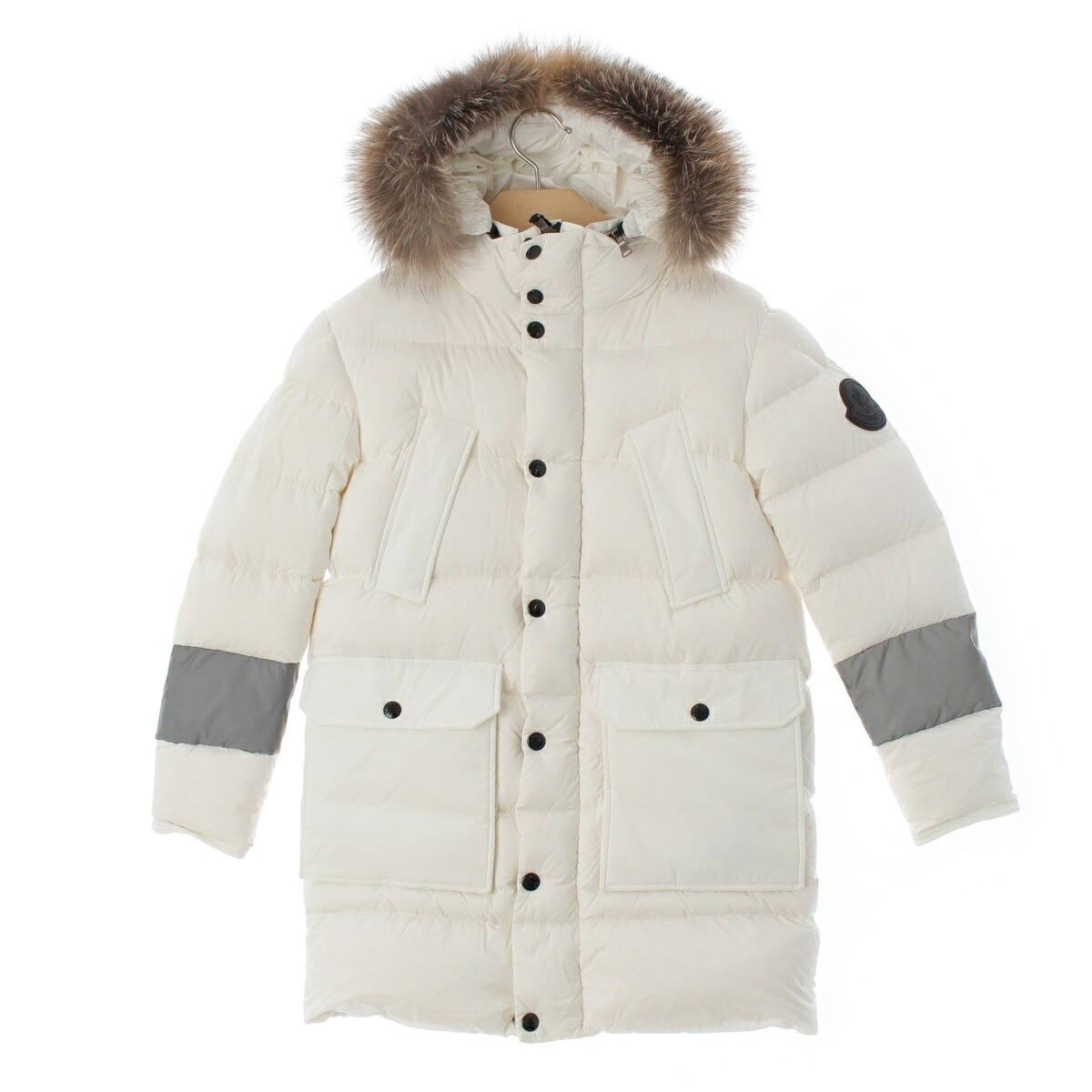 モンクレール MONCLER 20年 FLOB ファー フーデット ダウンジャケット アウター F29541C5072253333 ホワイト 12anni152cm 【中古】【正規品保証】