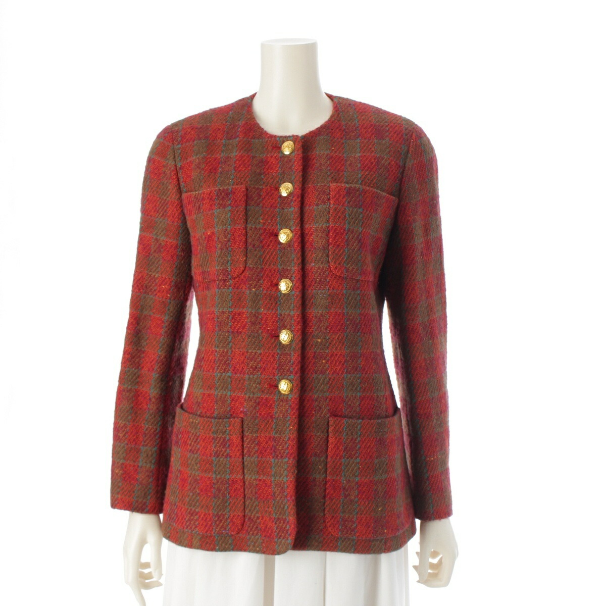 CHANALシャネルジャケット ストライプ柄 シャネルロゴ入りボタン付き 楽天市場】シャネル CHANEL 96P ウール ココボタン ストライプ柄