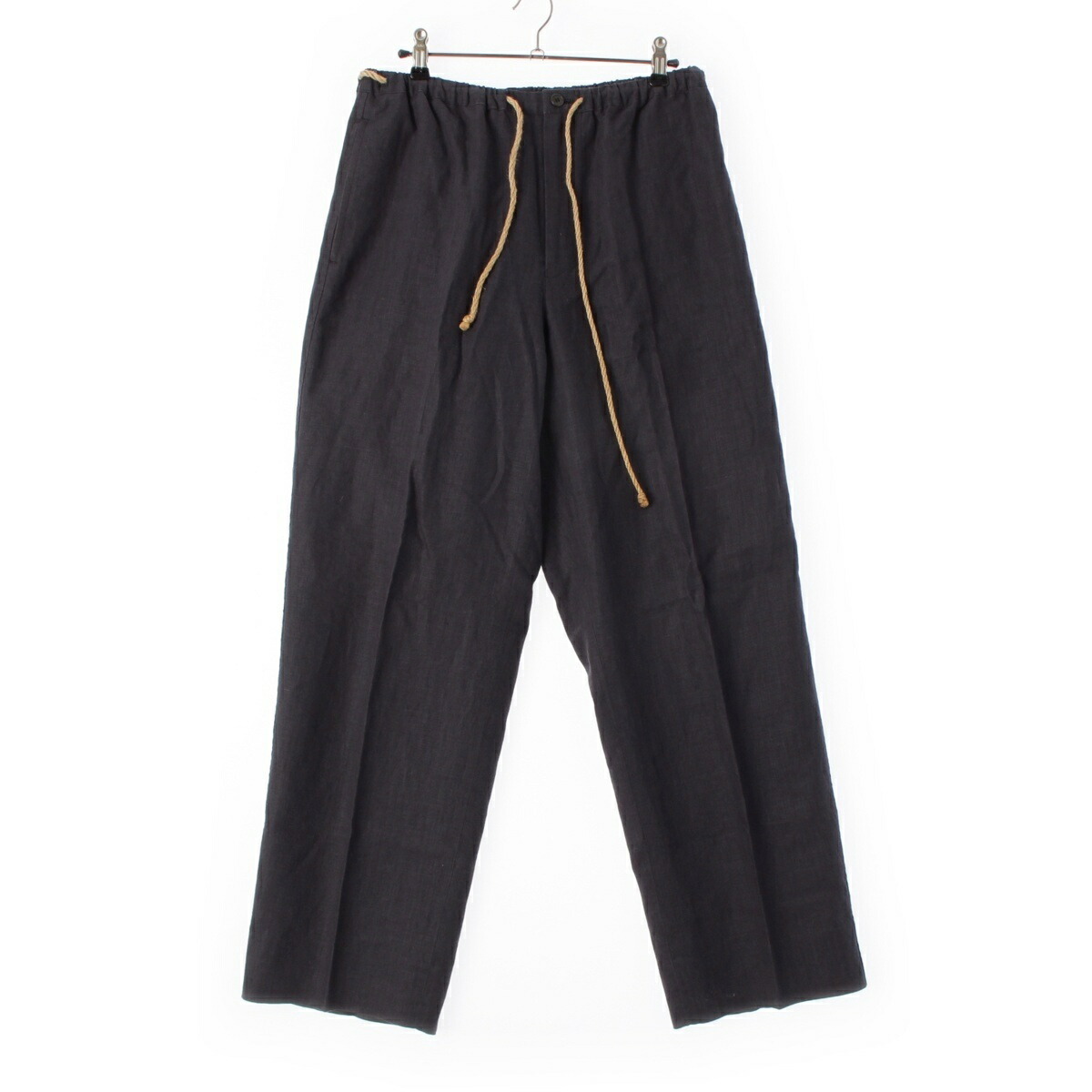 イッセイミヤケ ISSEY MIYAKE リネン タック ワイド パンツ ボトムス ME31FF118 ネイビー 1月2日【中古】【正規品保証】