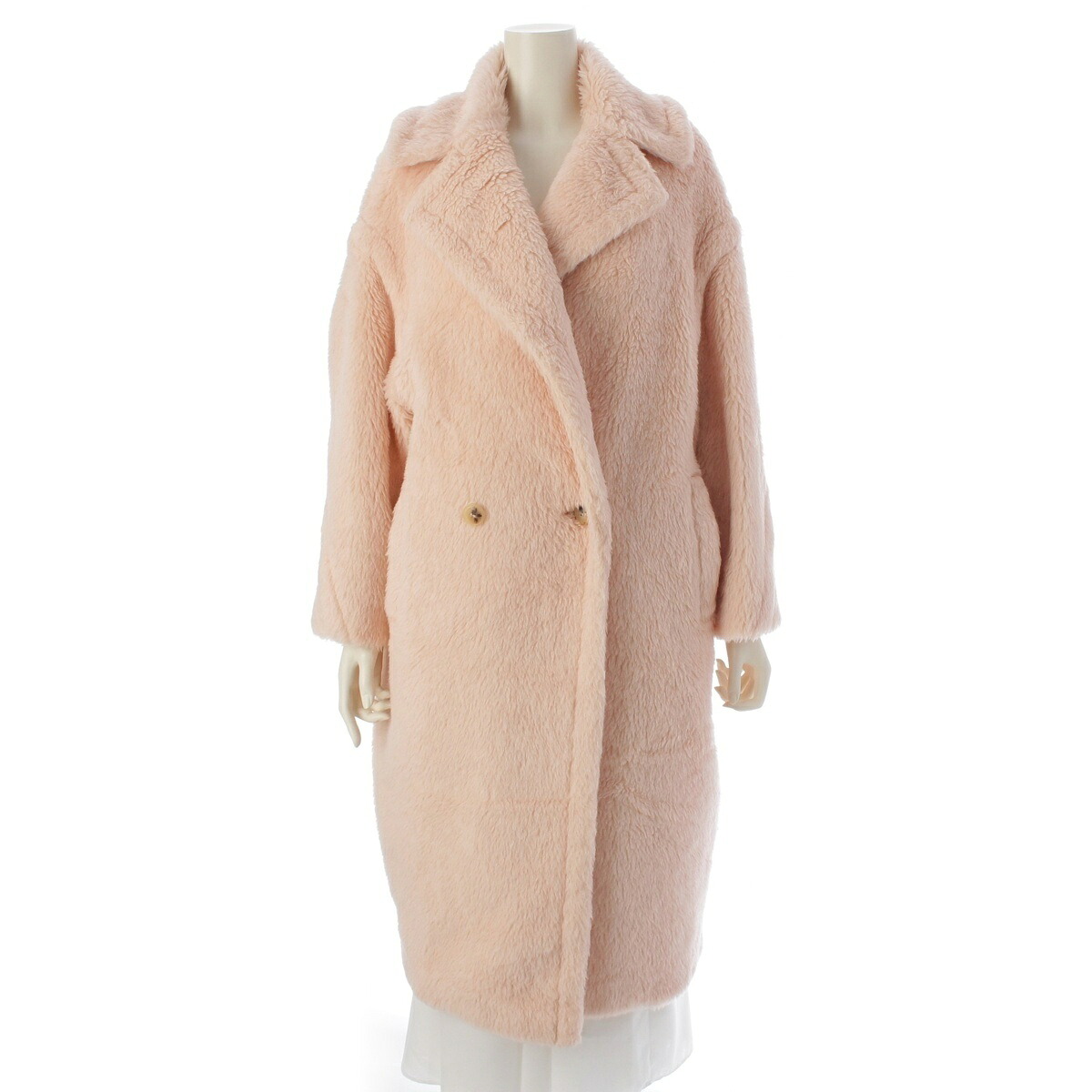 マックスマーラ MAX MARA アルパカ テッドガール アウター ロング 101105216 ピンク XS【中古】【正規品保証】