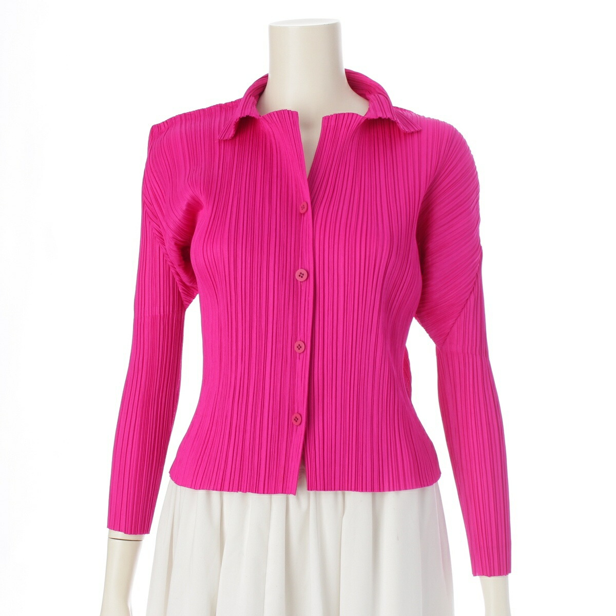 プリーツプリーズ PLEATS PLEASE ロングスリーブシャツ ブラウス 長袖 PP74-JK624 ピンク系 3【中古】【正規品保証】