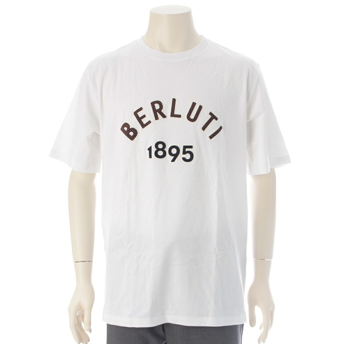 ベルルッティ Berluti 綿織物 刺しゅうロゴタイプ 半袖Ｔシャツ トップス R25JRS105JAEK 白いこと L【中古】【置き目品引き請ける】 トップス-Tシャツ・カットソー-メンズファッション