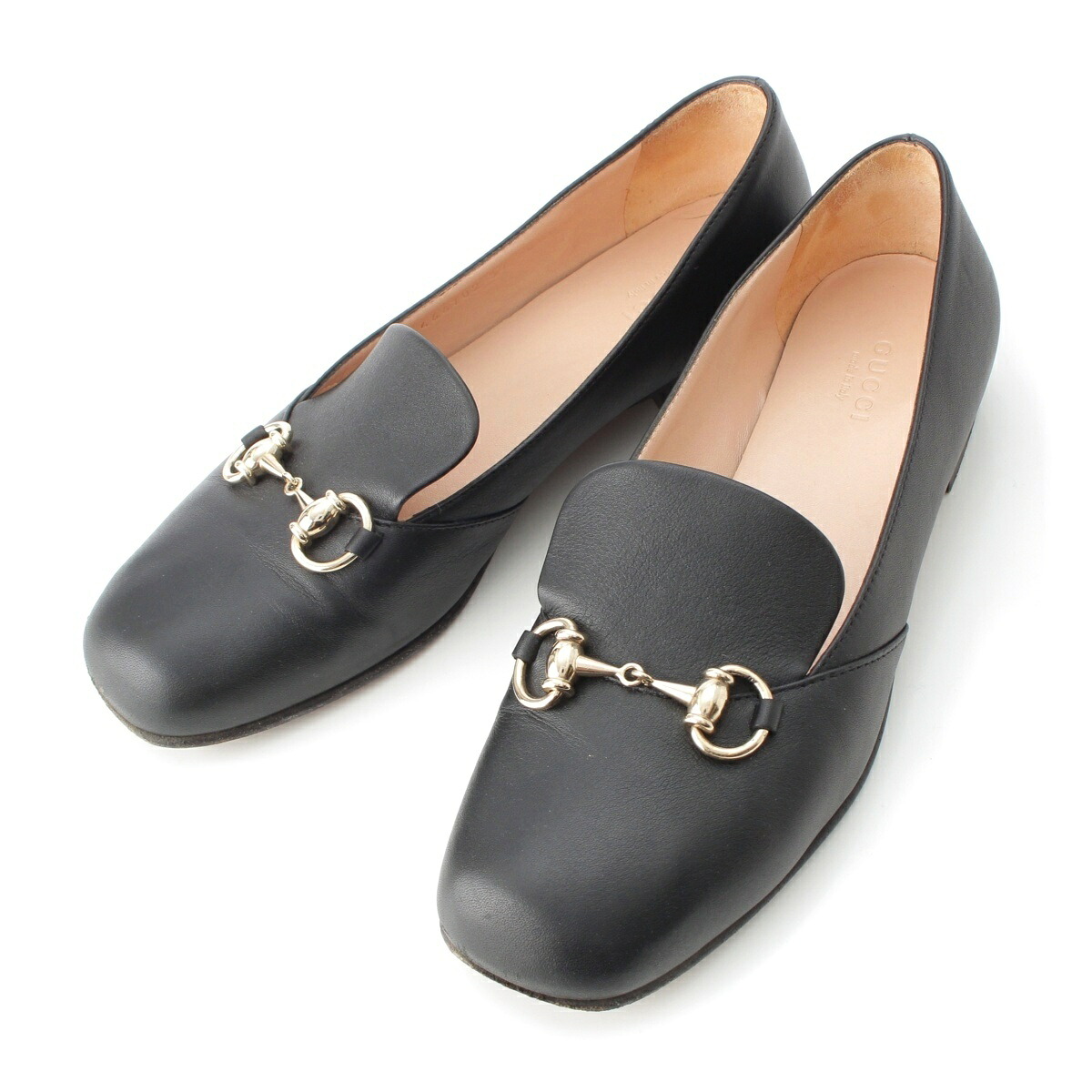 グッチ GUCCI ホースビット レザー ローファー フラット シューズ ブラック 37【中古】【正規品保証】