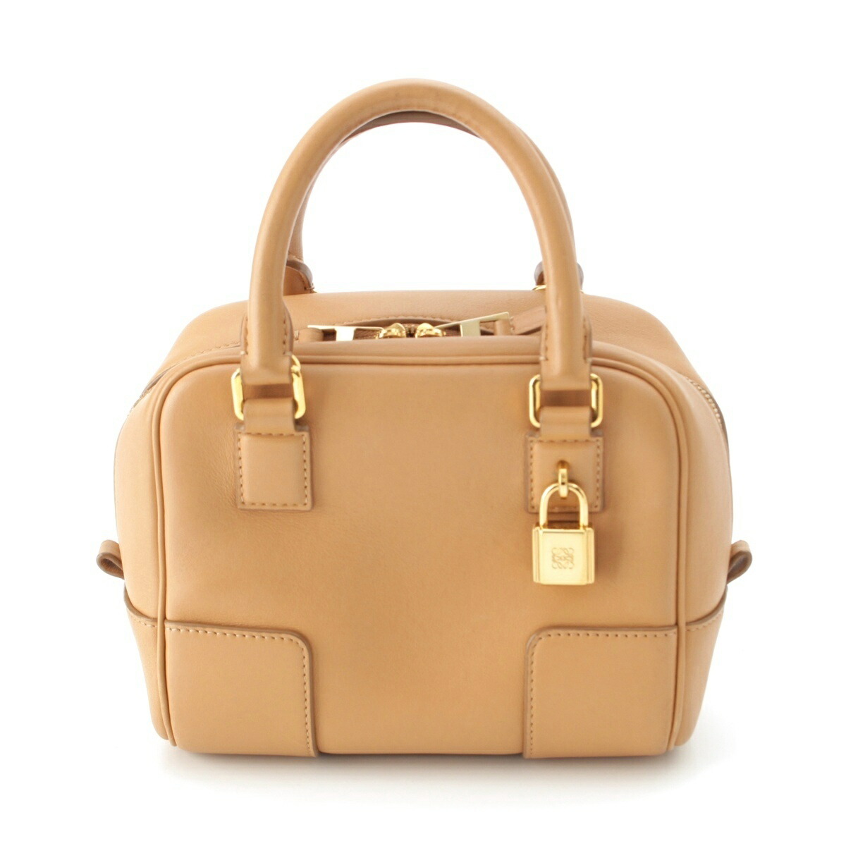 ロエベ LOEWE アマソナ 16 レザー スクエア アナグラム ハンドバッグ ブラウン【中古】【正規品保証】