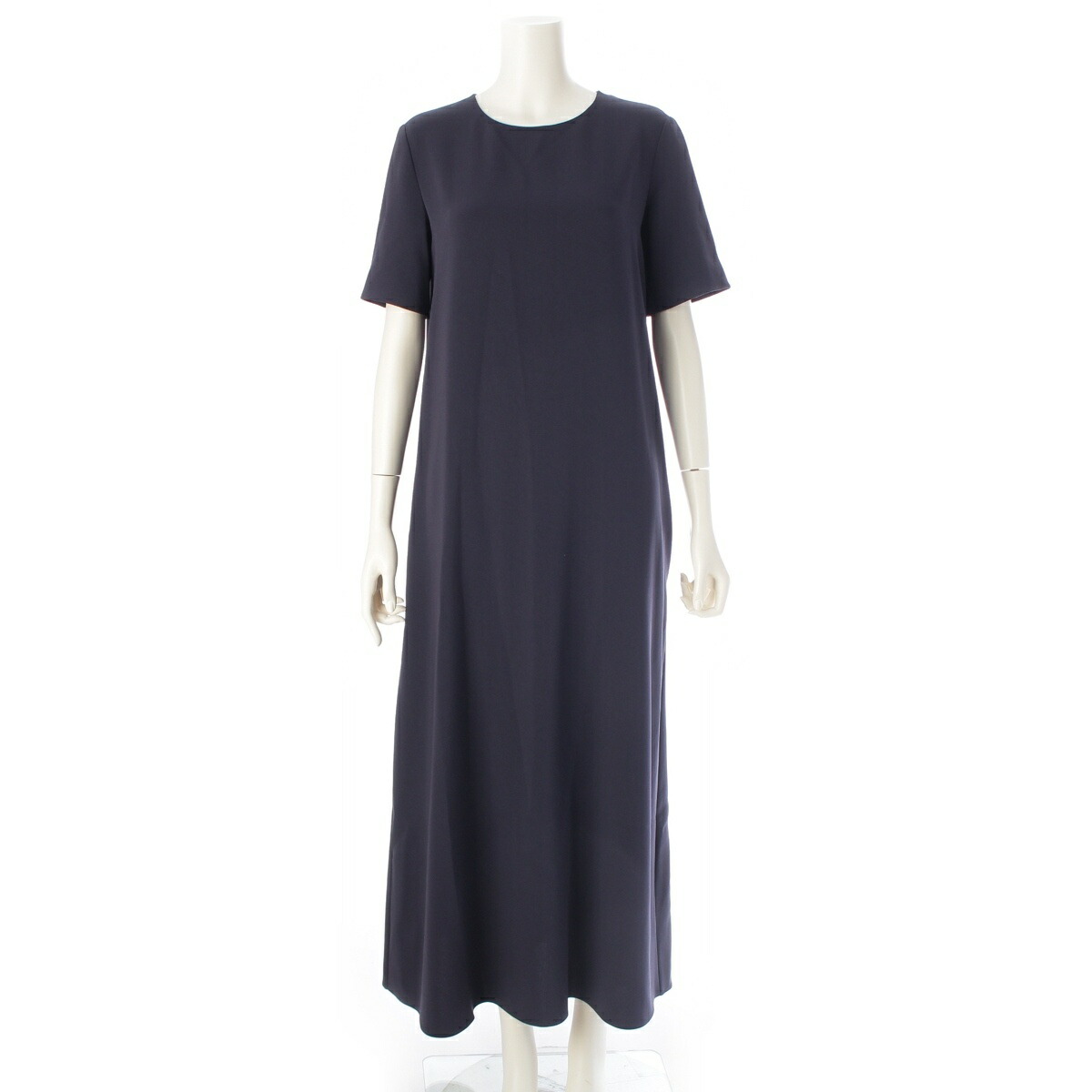ザロウ THE ROW THE ROW ROBI ロビ トリアセテート ロング ドレス ワンピース 半袖 5576 W1968 ネイビー XS【中古】【正規品保証】 35,750円