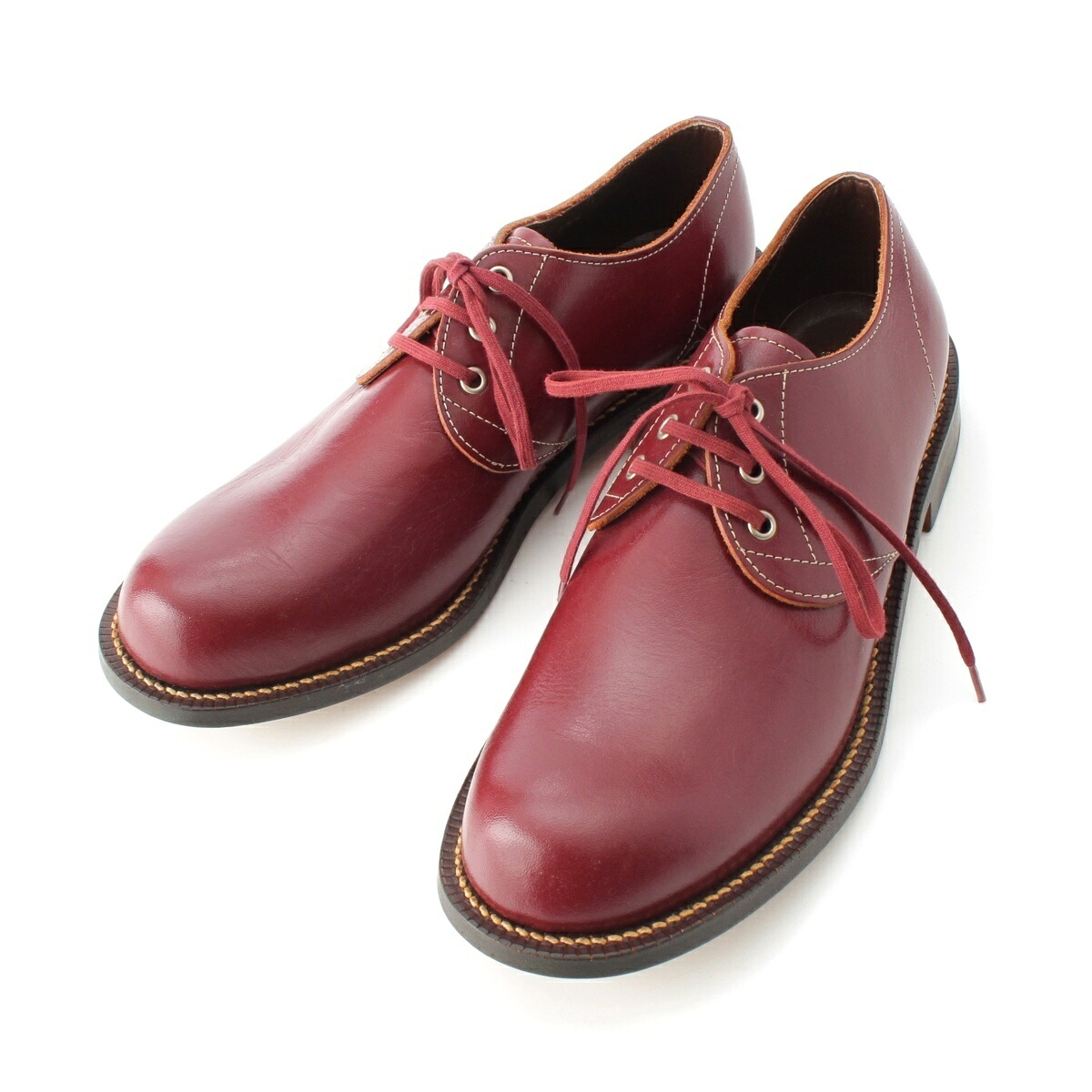 コムデギャルソンオム COMME des GARCONS HOMME レザー ヒールダービー シューズ レッド 25 2/1【中古】【正規品保証】