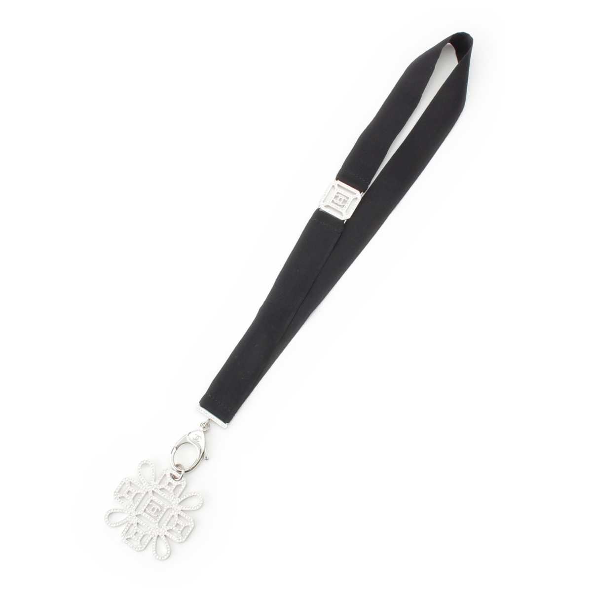 シャネル CHANEL B17S ココマーク ラインストーン ネックストラップ ネックレス アクセサリー ブラック【中古】【正規品保証】