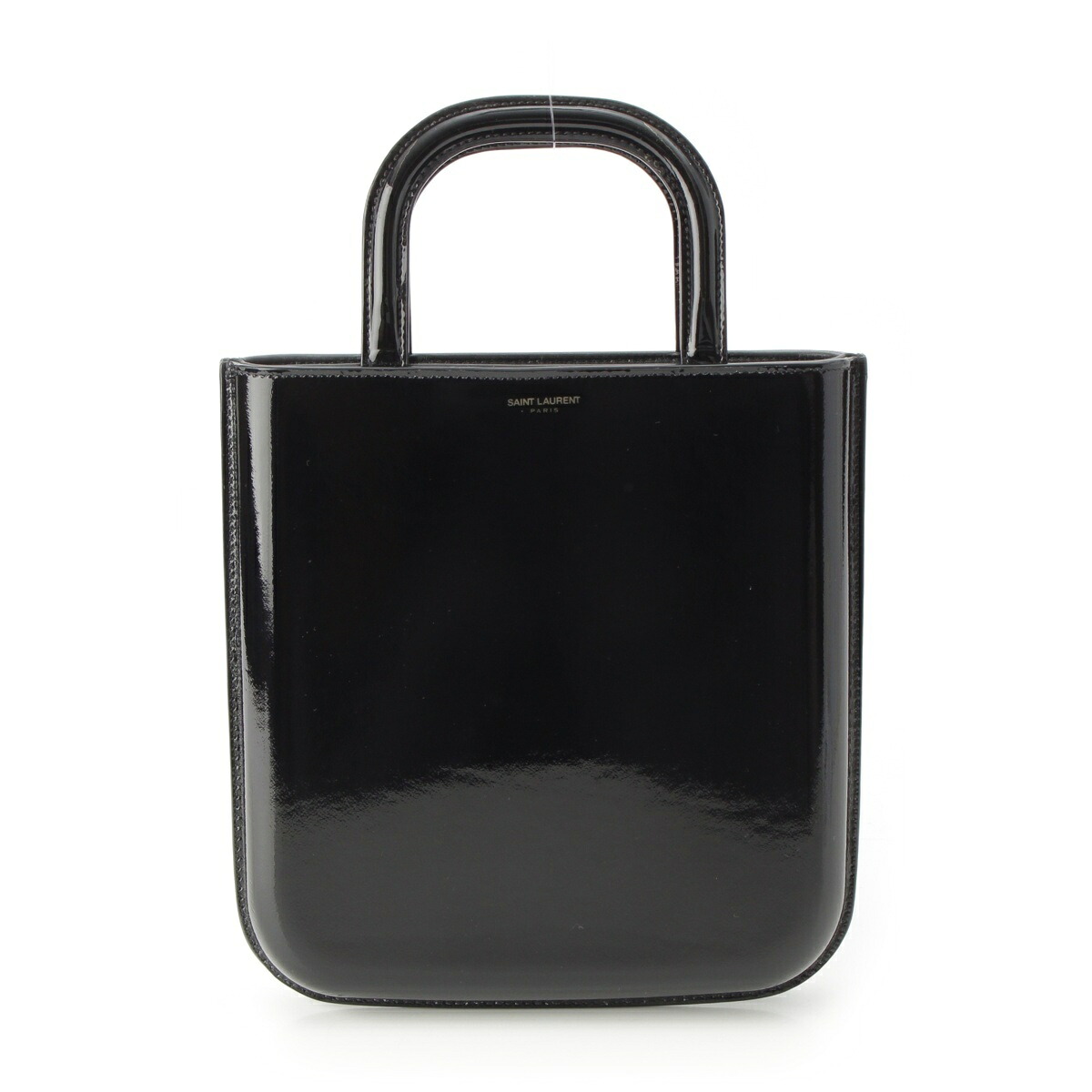 サンローラン SAINT LAURENT パテントレザー ロゴ ショッピングバッグ 2way ハンドバッグ 715201 ブラック【中古】【正規品保証】