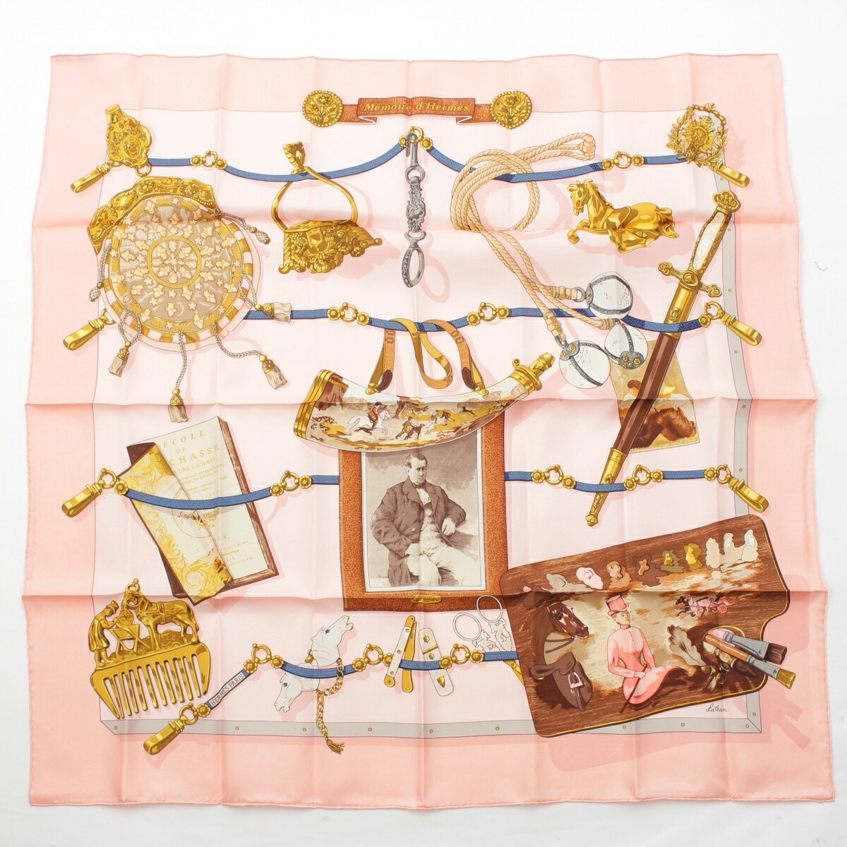 107 HERMES エルメス カレ90 艫飾り スカーフ HERMES（エルメス） スカーフ カレ 90 大判スカーフ 正方形 AUX CHAMPS