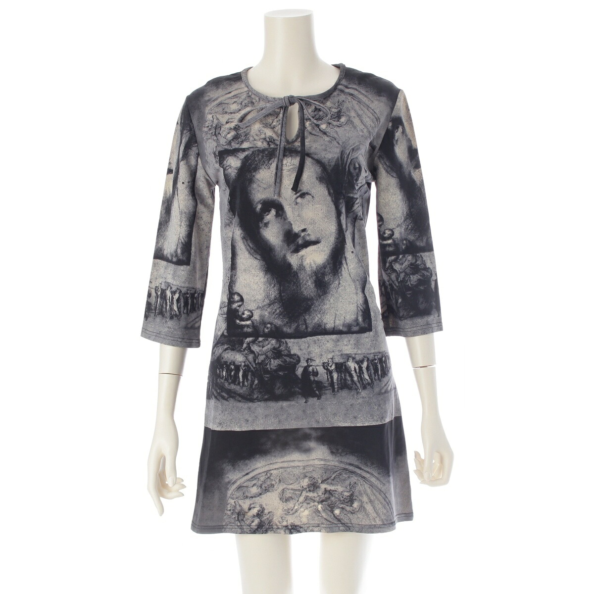 ジャンポールゴルチエ JEAN-PAUL GAULTIER 1998 98s/s ジャンポールゴルチエ 古典派音楽 jesus christ malia神のことば 組織宗教 力強さサイバー空間 ミニお召しもの 衣装 薄墨色 40【中古】【置き目品引き請ける】 レディースファッション-ワンピース