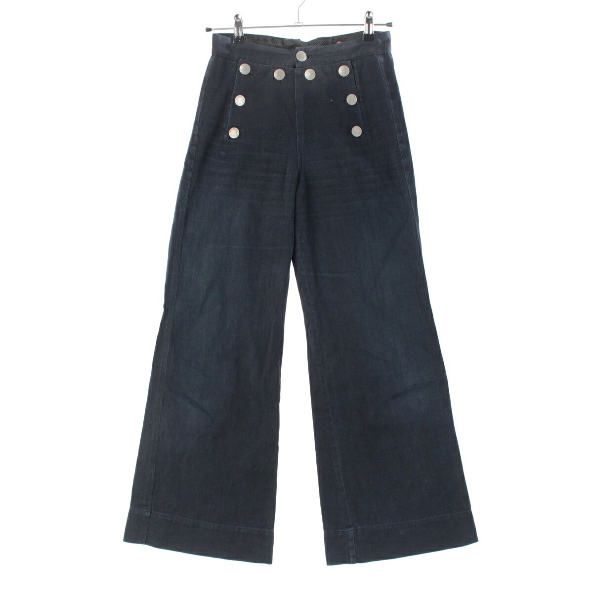 ジャンポールゴルチエ JEAN-PAUL GAULTIER 90s ゴルチエジーンズ アーカイブ メタルボタン セーラー レースアップ ワイド パンツ ボトムス ネイビー 40【中古】【正規品保証】