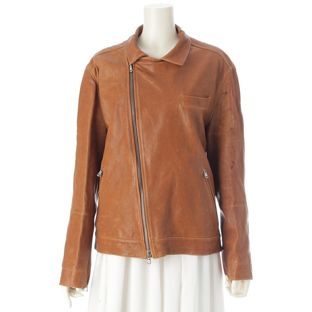 ブルネロクチネリ Brunello Cucinelli レザー ジャケット ブラウン M【中古】【正規品保証】