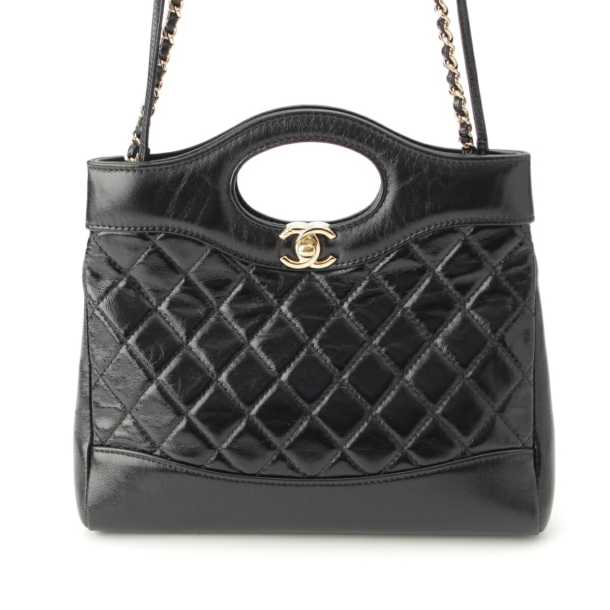 シャネル CHANEL 31 トランテアン ミニ シャイニーカーフ ショッピング 2WAY ショルダー ハンドバッグ ランダム番 AS4133 ブラック【中古】【正規品保証】 354,173円