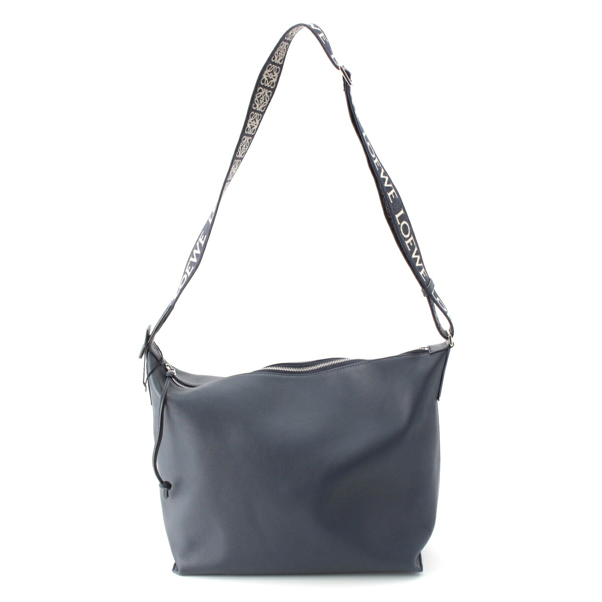 ロエベ LOEWE レザー キュービィ ミディアム クロスボディ ショルダーバッグ B906K70X01 ディープネイビー【中古】【正規品保証】