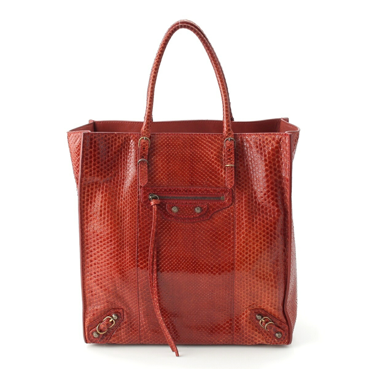 バレンシアガ BALENCIAGA パイソン ペーパー トート ハンドバッグ ブラウン【中古】【正規品保証】|retro