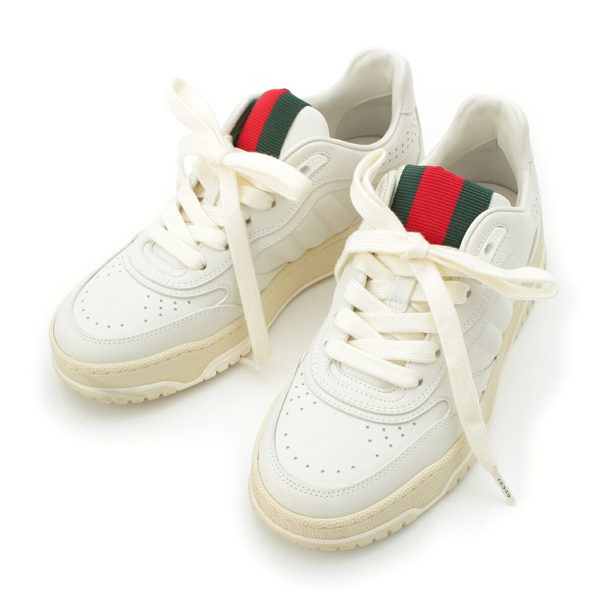 グッチ GUCCI なめし革 リウェブ 置き目取りすてる スニーカー シューズ 785728 白いこと 35.5【中古】【定まり品引き請ける】