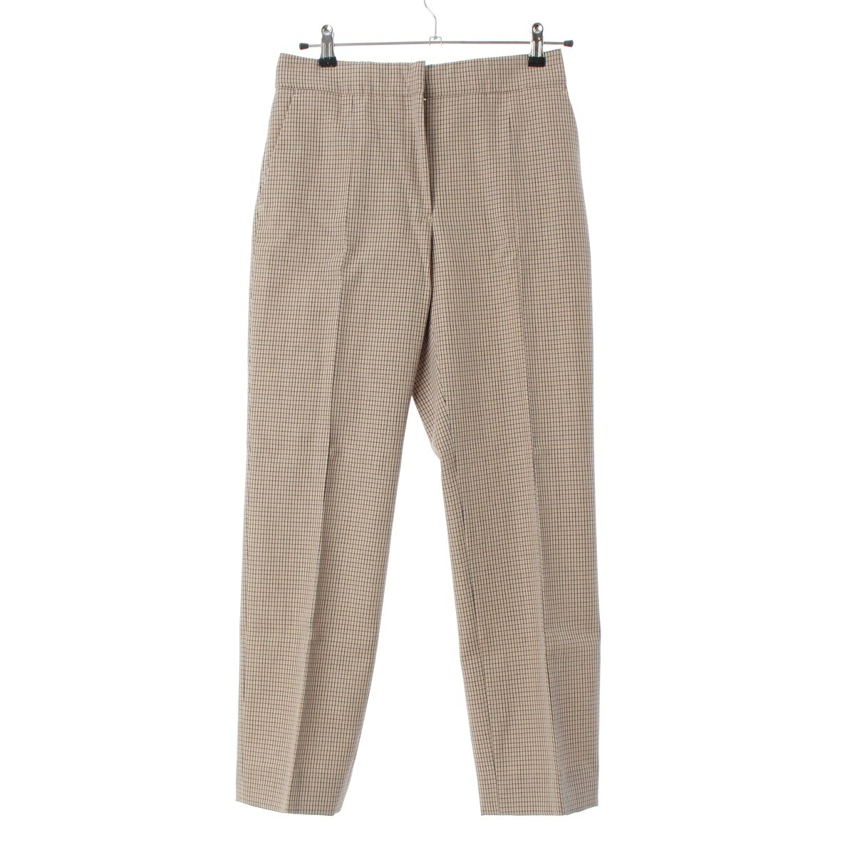 ジルサンダー JIL SANDER 24AW 羊毛 チェッカー 引っ切り無い スラックス ズボン下 ボトムス J02KA0265 ベージュ 黒いこと 34【中古】【置き目品引き受ける】