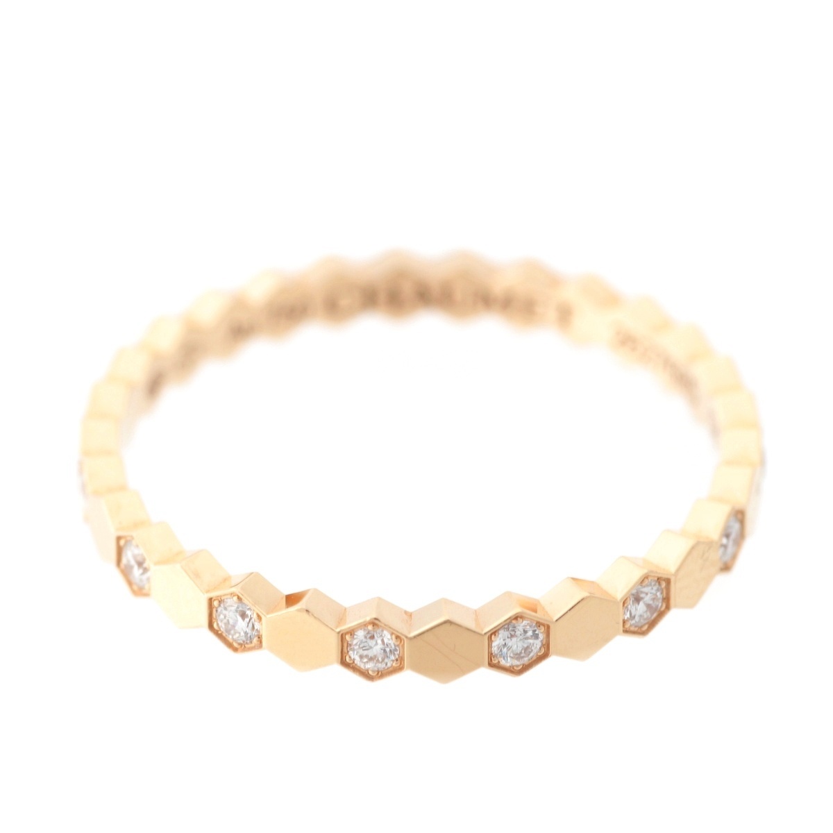 ショーメ Chaumet ビーマイラブ ハニカム ハーフダイヤモンド リング 指輪 ジュエリー Au750 PG ピンクゴールド 58 2.2g【中古】【正規品保証】