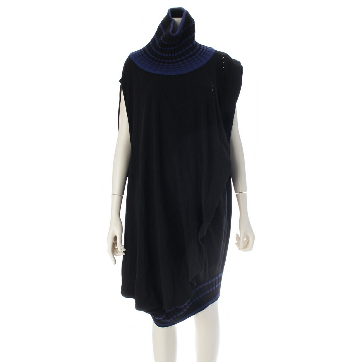 イッセイミヤケ エイポック インサイド ISSEY MIYAKE A-POC INSIDE 変形 フリル ニット ワンピース ドレス IM03KH532 ブラック×ブルー 2【中古】【正規品保証】