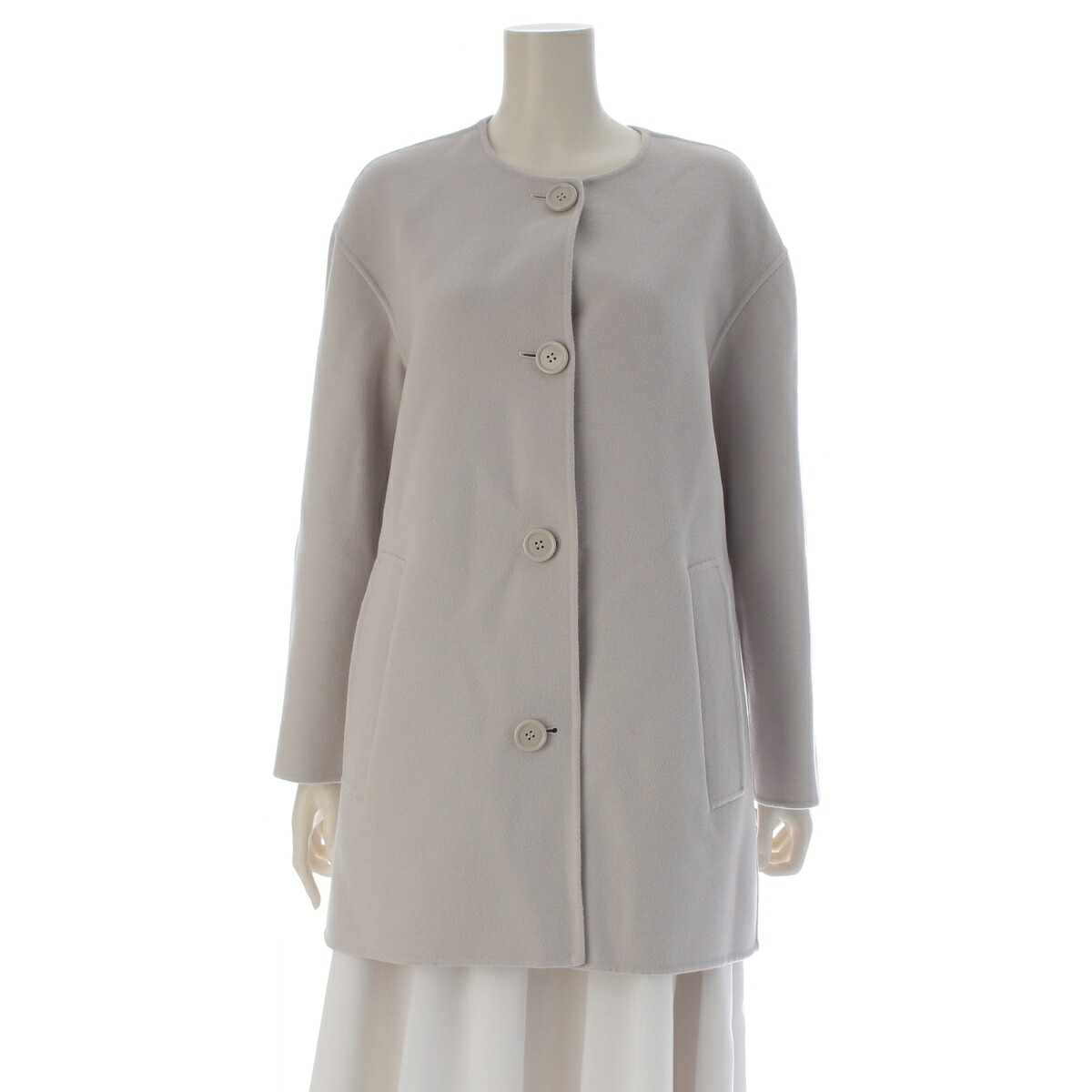 マックスマーラ MAX MARA 2024 手入らず羊毛 否色つや 厚地の外套 アウター 25190810116 グレージュ JP38【中古】【置き目品引き受ける】