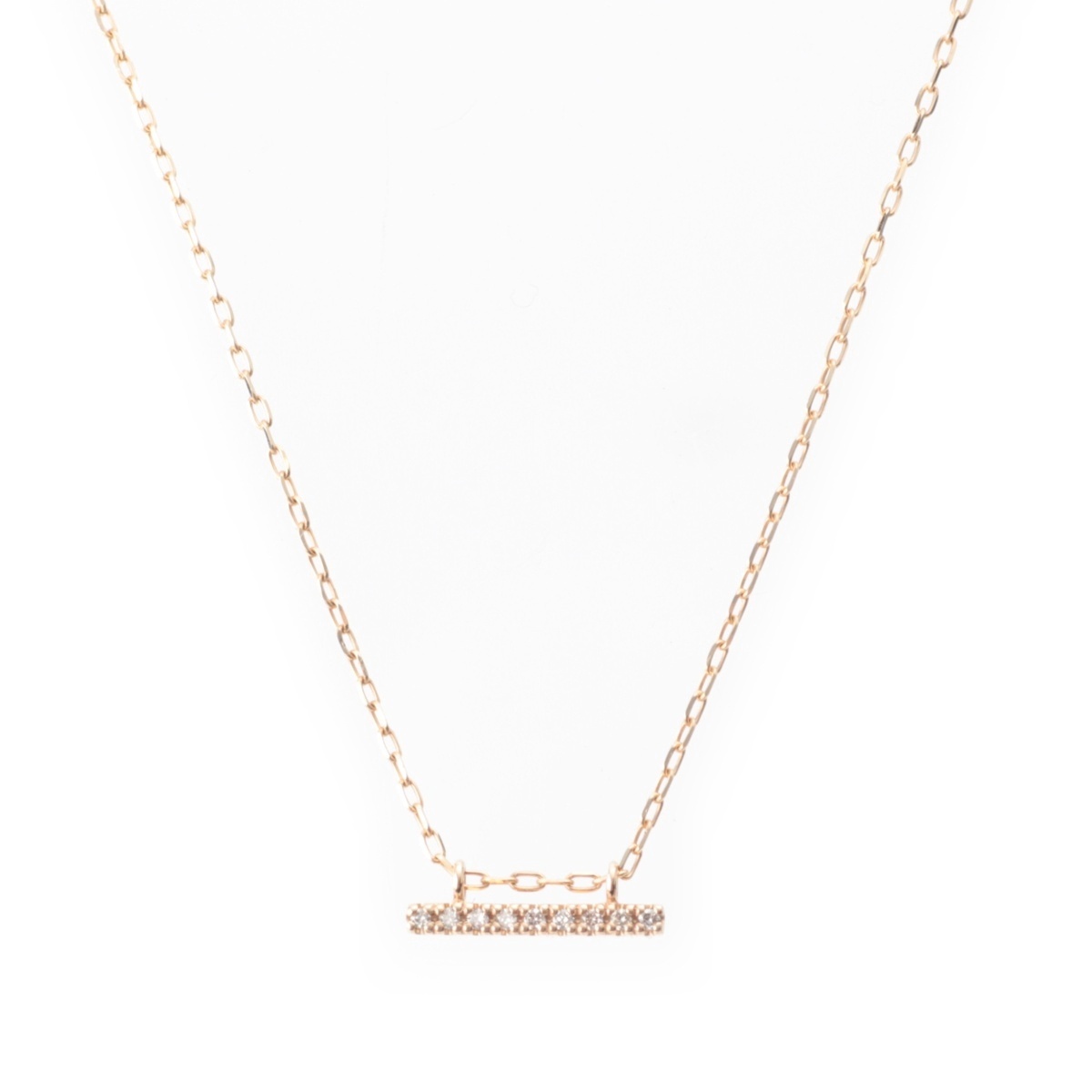 ヒロタカ Hirotaka Trapeze ダイヤモンドバー ネックレス ペンダント ジュエリー K10 0.04ct ゴールド【中古】【正規品保証】