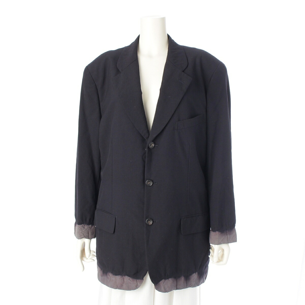 コムデギャルソンオムプリュス COMME des GARCONS HOMME PLUS 93AW ウール 脱色期 ブリーチ加工 テーラードジャケット PJ-04020M ネイビー M【中古】【正規品保証】