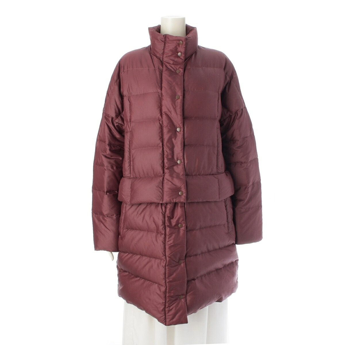 イッセイミヤケ ハート ISSEY MIYAKE Haat 2WAY フェザー ダウンジャケット コート アウター HA43FA546 ボルドー【中古】【正規品保証】
