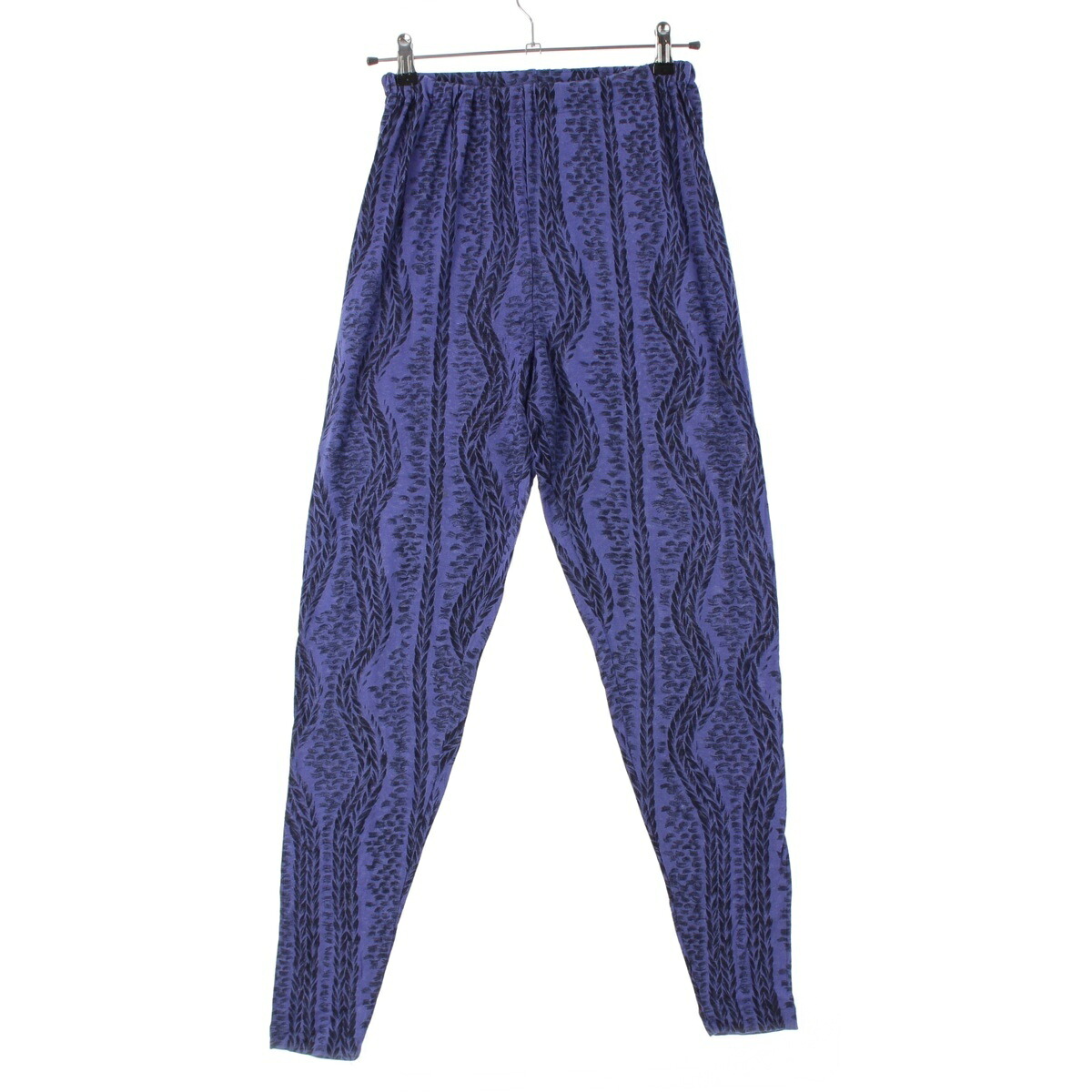 イッセイミヤケ ISSEY MIYAKE 80s 1986年 筆タグ 総柄 ロープ柄 アクリルスパッツ ボトムス ブルー【中古】【正規品保証】