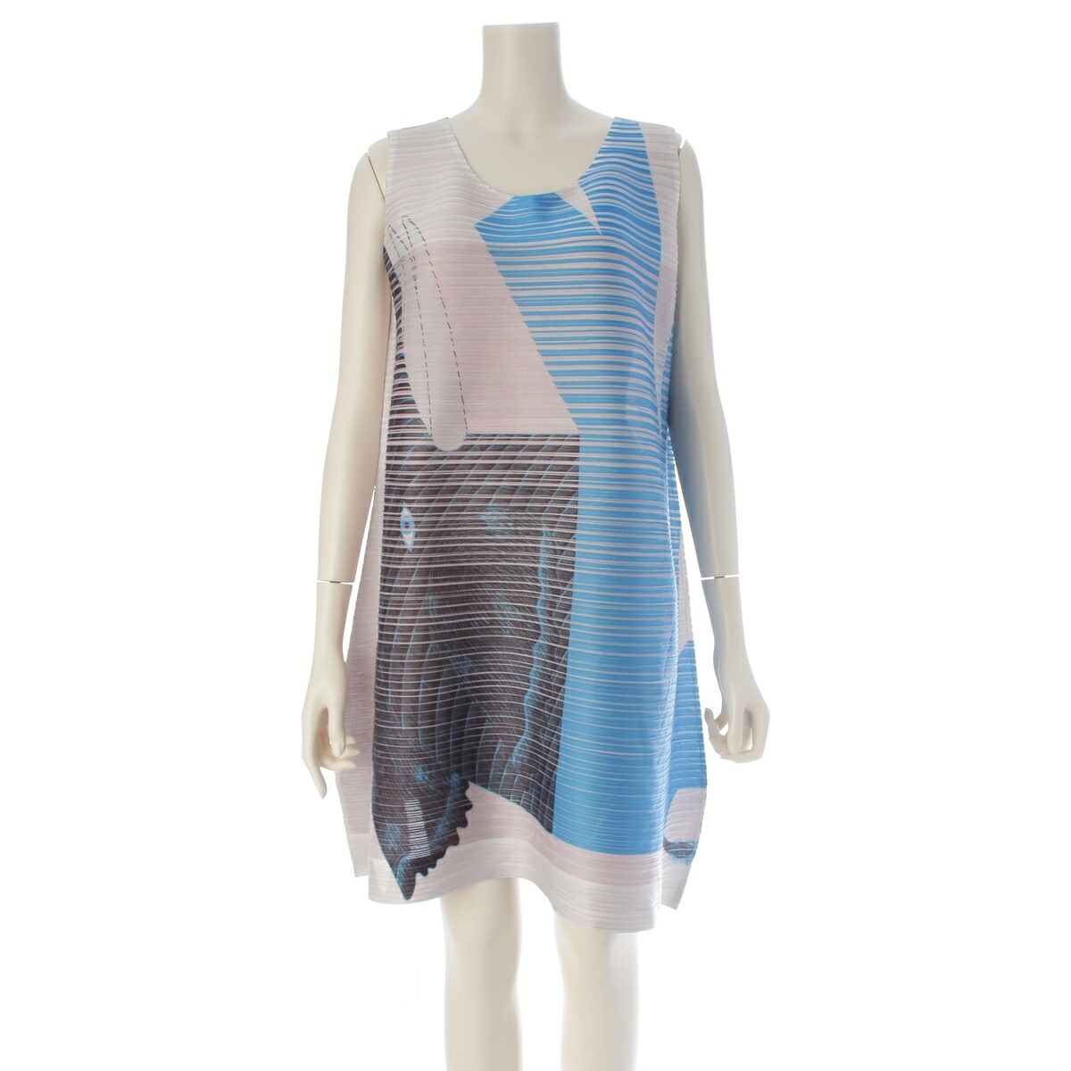筋目プリーズ イッセイミヤケ PLEATS PLEASE ISSEY   KAZUMASA NAGAI 永井一正 2014 14AW エレファント 像 LIFE BOUNCE グラフィック バウンスプリーツ 衣裳 PP43-JH781 マルチ色合い【中古】【定まり品引き請ける】