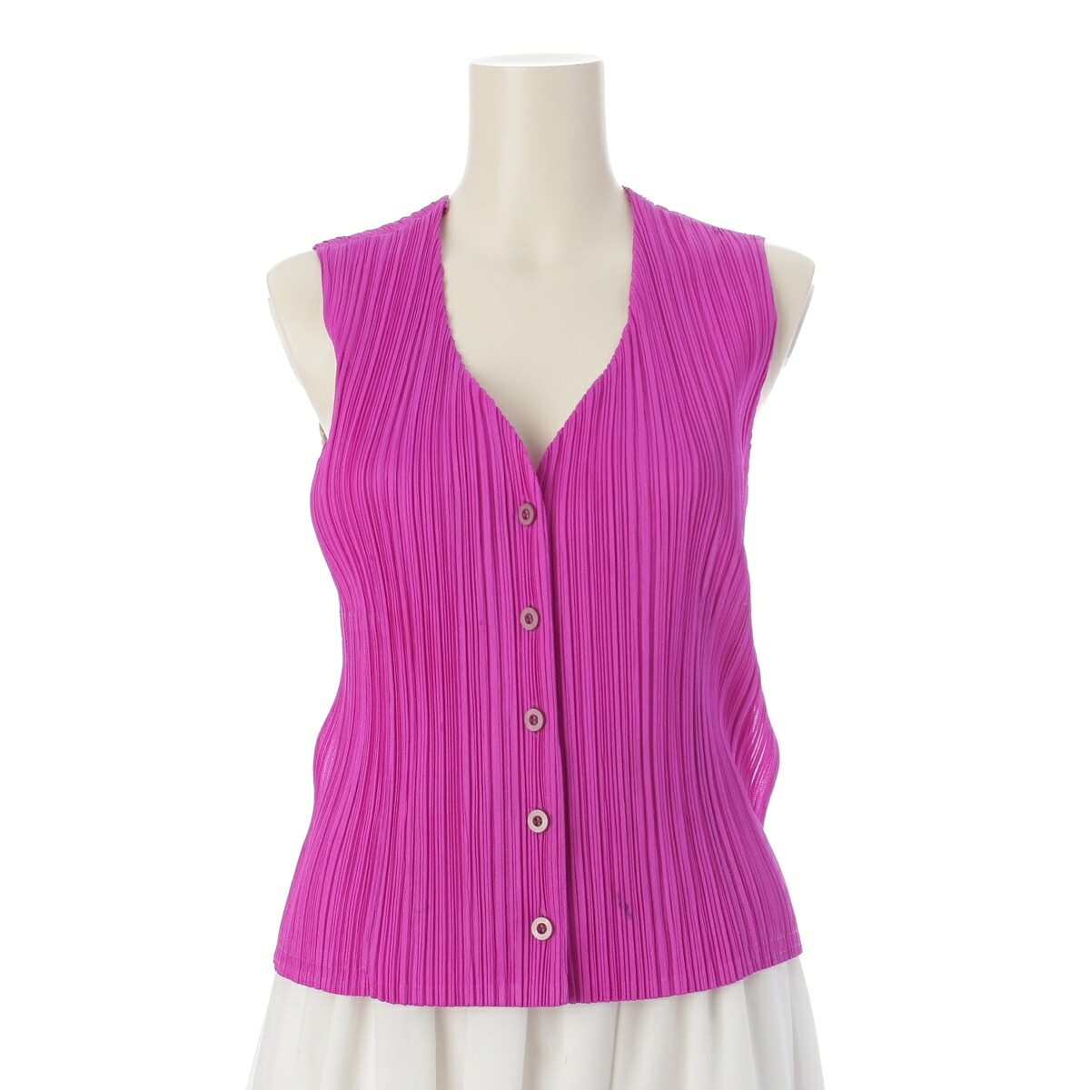 プリーツプリーズ イッセイミヤケ PLEATS PLEASE ISSEY 電球 ベスト トップス PP31-JE742 パープル マルチカラー 3【中古】【正規品保証】