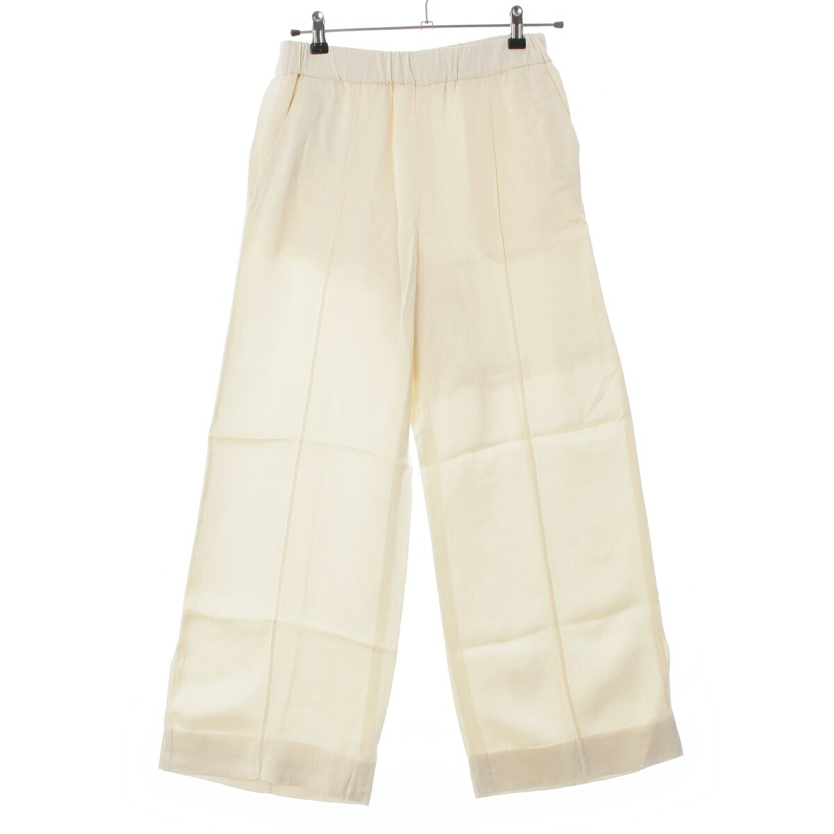 ジルサンダー JIL SANDER 23SS レーヨン ワイドレッグクロップ イージー パンツ J01KA0110 ホワイト 32【中古】【正規品保証】