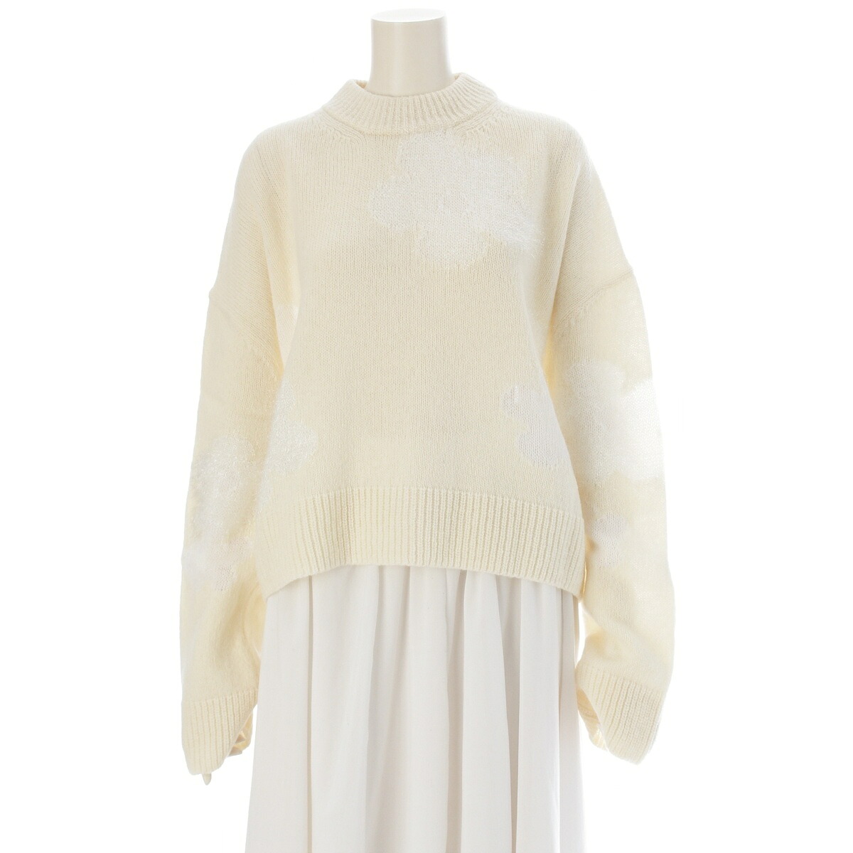 セシリーバンセン Cecilie Bahnsen UBERTA PULLOVER ラムウール モヘヤ 花柄 編み物 長袖 トップス スウェーター 2.23KNI51010 白いこと 象牙色【中古】【決まり品引きうける】 トップス-メンズファッション