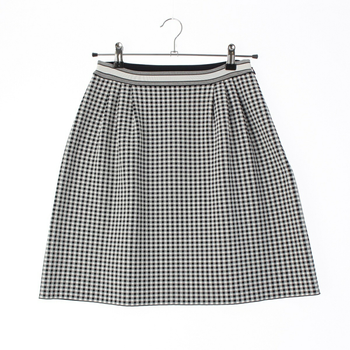 ディオール Dior ギンガムチェック 台形 ミディ ロゴ トリム スカート 344J10AM532 ホワイト ブラック 42【中古】【正規品保証】 54,054円