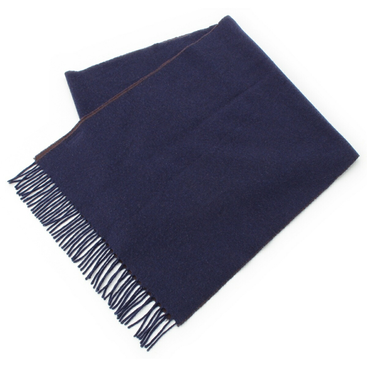 ブルネロクチネリ Brunello Cucinelli カシミール リヴァーシブル えり巻き 米国海軍×赤銅色【中古】【置き目品引き受ける】